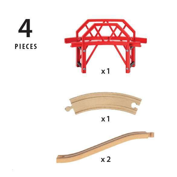 BRIO World Curved Train Bridge Wooden Railway Accessory Set for Kids 3+