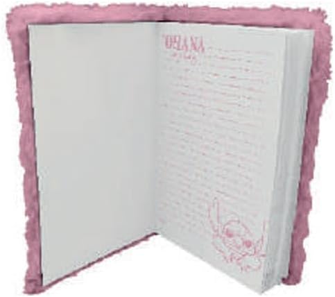 Disney Stitch Lined Notebook with Pink Fluffy Cover - Multi-Coloured
