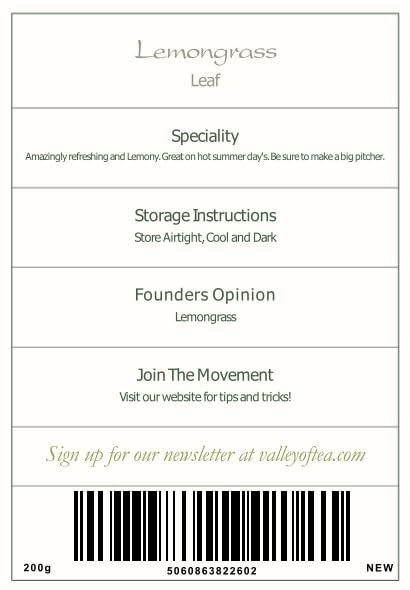 Lemon Grass Organic Herbal Tea - Lemony Sweetness - Lemongrass from Asia