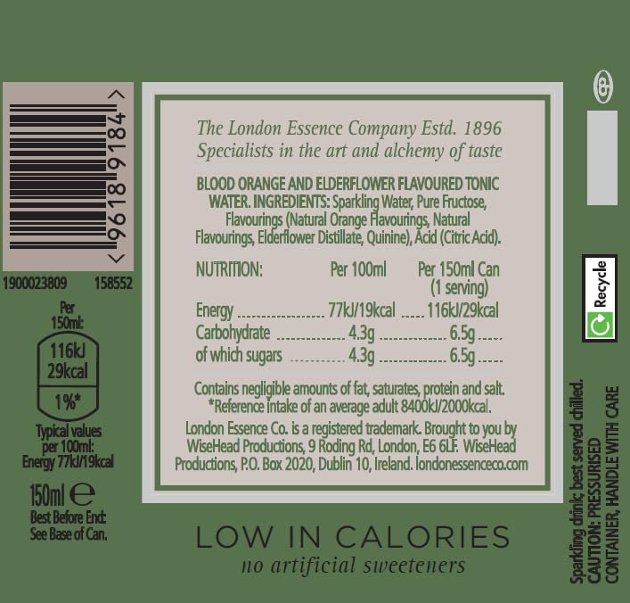 The London Essence Co. Blood Orange & Elderflower Tonic Water - Premium Cocktail Mixer