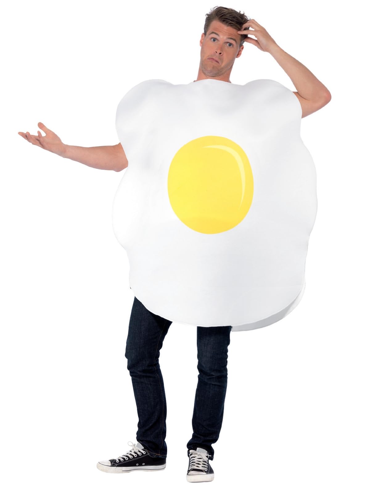 Smiffys Egg Costume - Adult Unisex Funny Fancy Dress with Printed Tabard