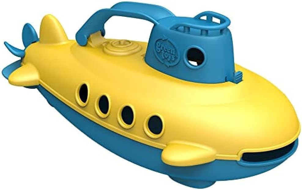 Green Toys Submarine - Blue Handle, Recycled Plastic Bath Toy for 6+ Months