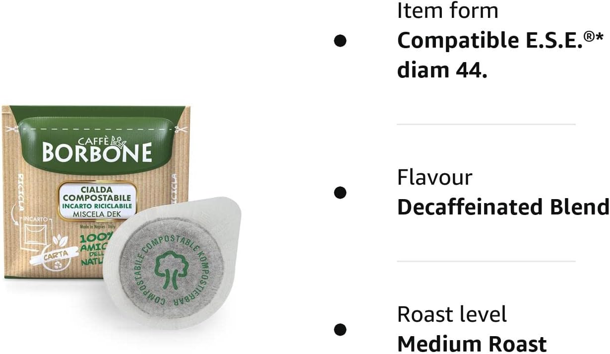 Caffè Borbone - Decaffeinated Coffee Compostable Pods (150 Pods, ESE 44mm)