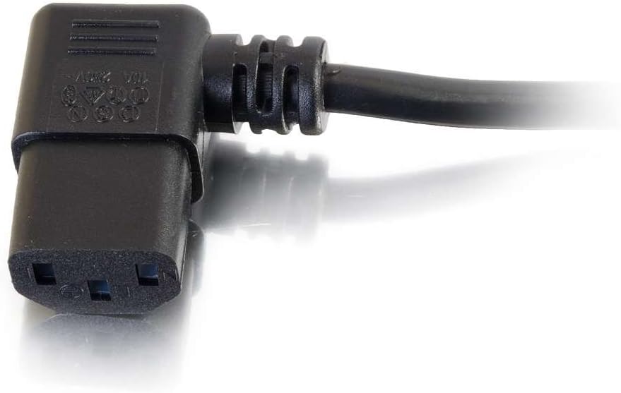 C2G 5m 18 AWG Right Angle Power Cable IEC320C13R to BS1363 - Heavy Duty Kettle Lead