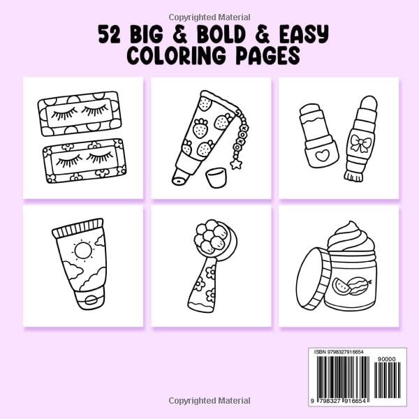 Glow Cosmetics - Coloring Book for Adults and Kids, 52 Bold and Easy Beauty-Themed Designs (8.5 x 8.5 Inches)