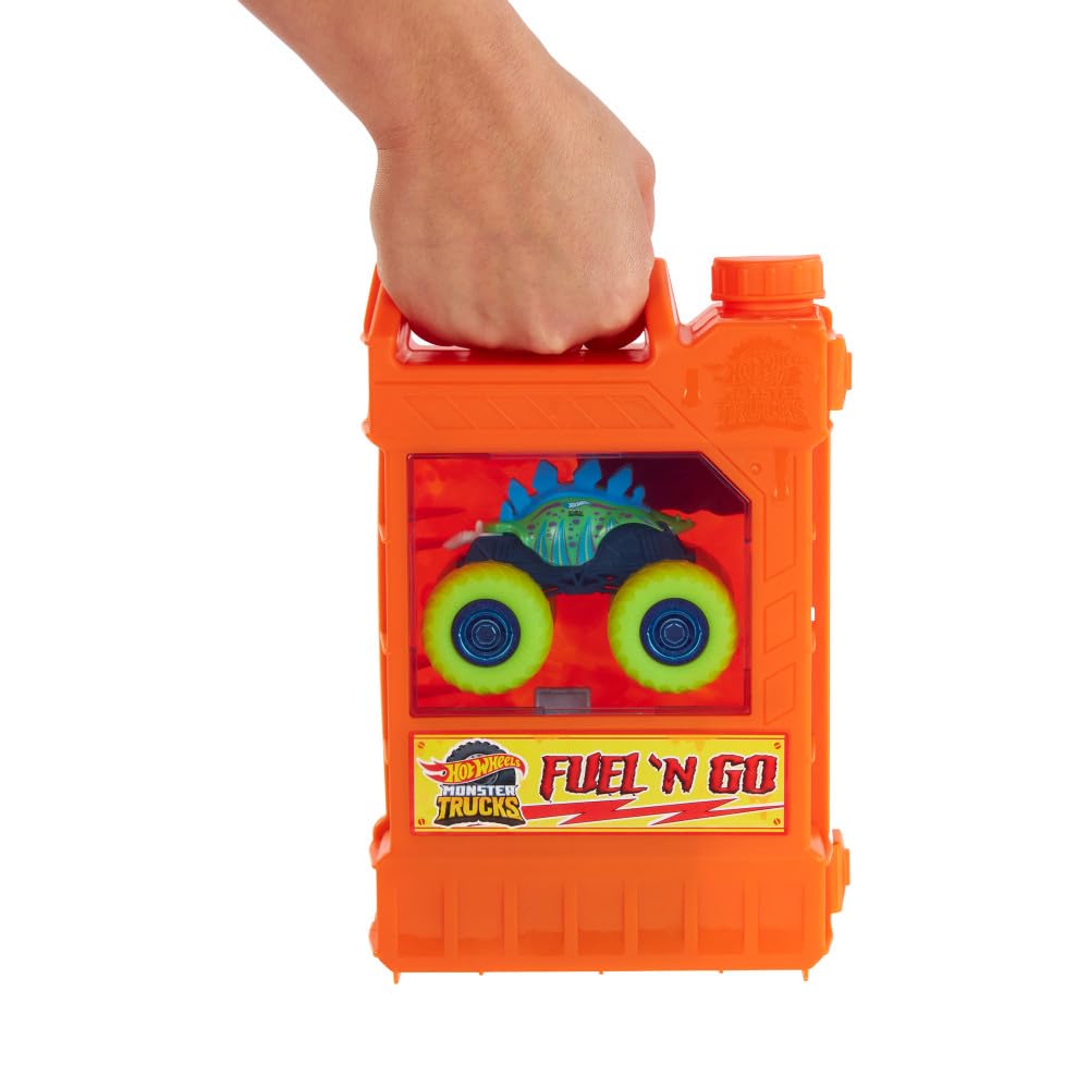 Hot Wheels Monster Trucks Fuel N' Go Gas Can Playset - 1:64 Scale Action Vehicle Set for Kids