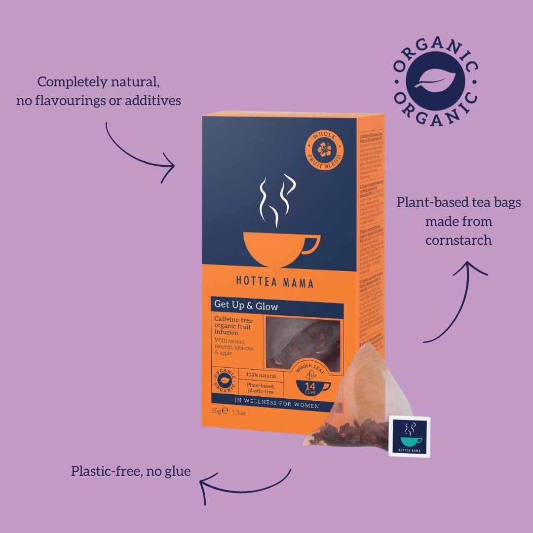 HOTTEA MAMA Get Up & Glow Organic Whole Fruit Tea | Vitamin C Rich | Caffeine-Free Pregnancy & Breastfeeding Tea