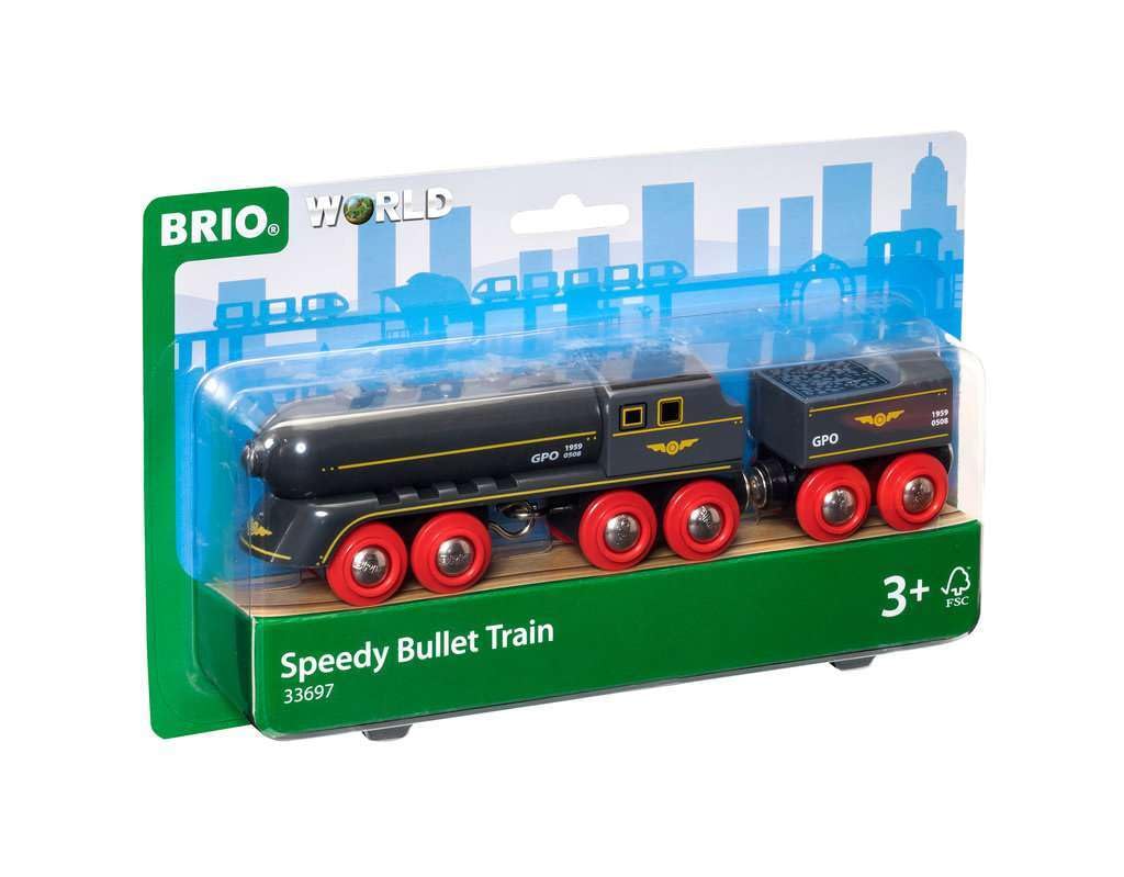 BRIO World Speedy Bullet Engine Train Toy - Wooden Educational Playset for Kids 3+