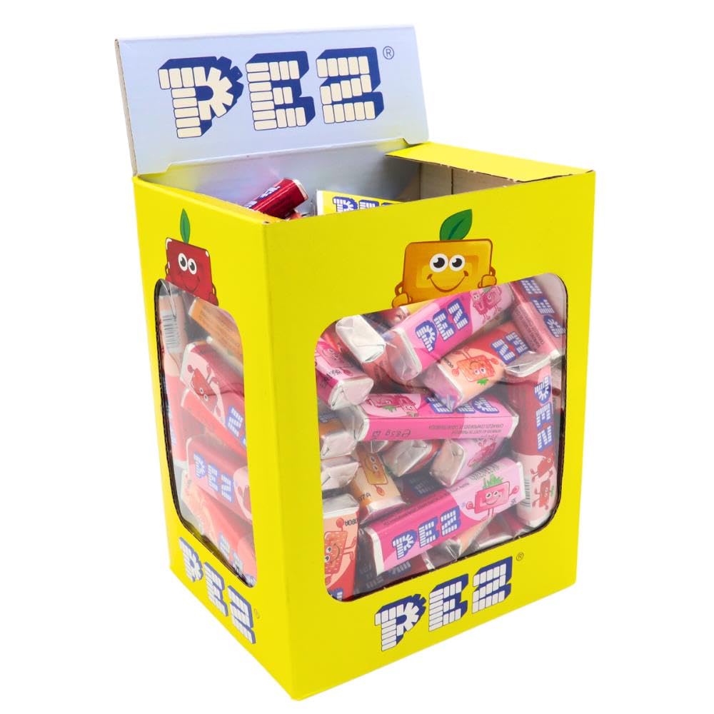 PEZ Mixed Fruit Flavoured Refill Box, Vegan Retro Sweets, 850 g