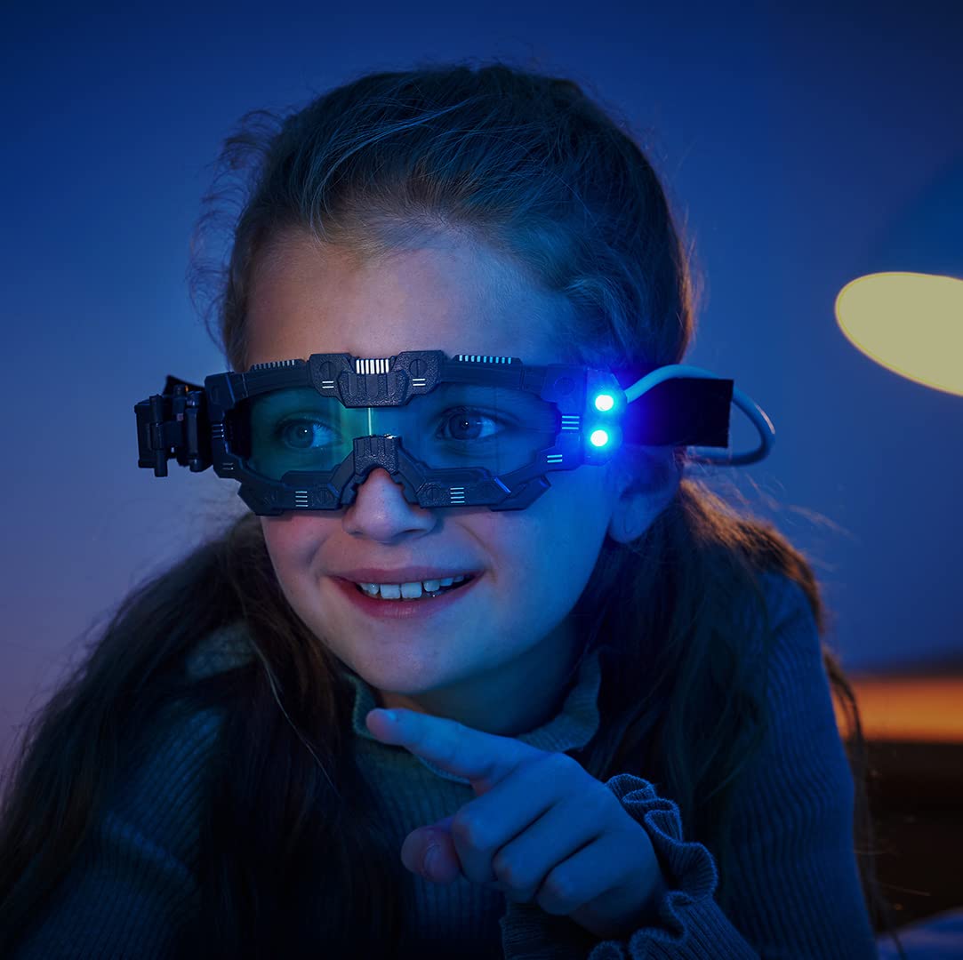 Science Mad! Night Vision Goggles for Kids - 2x Magnification & LED Lights - Black