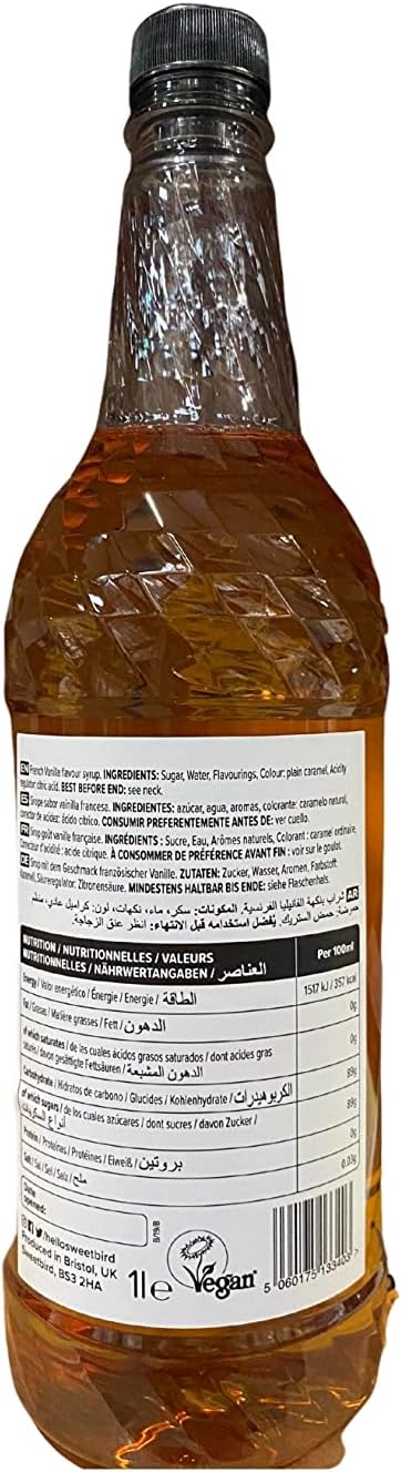 Sweetbird French Vanilla Syrup (1 Litre) - Vegan Friendly Beverage Syrup