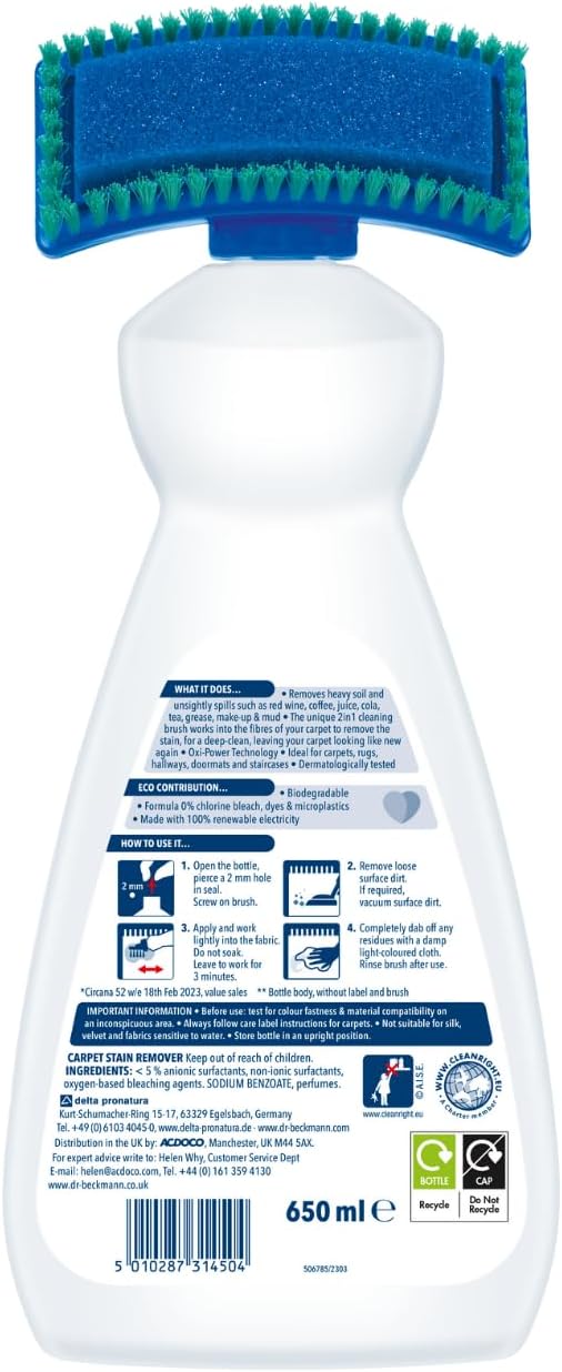 Dr. Beckmann - Carpet Stain Remover with 2-in-1 Brush (650 ml)