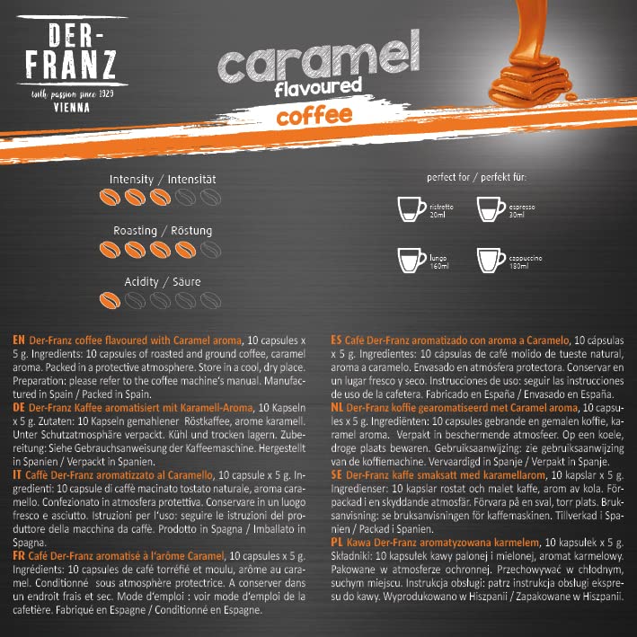 Der-Franz Caramel Aroma Coffee Capsules for Nespresso, 10 Capsules