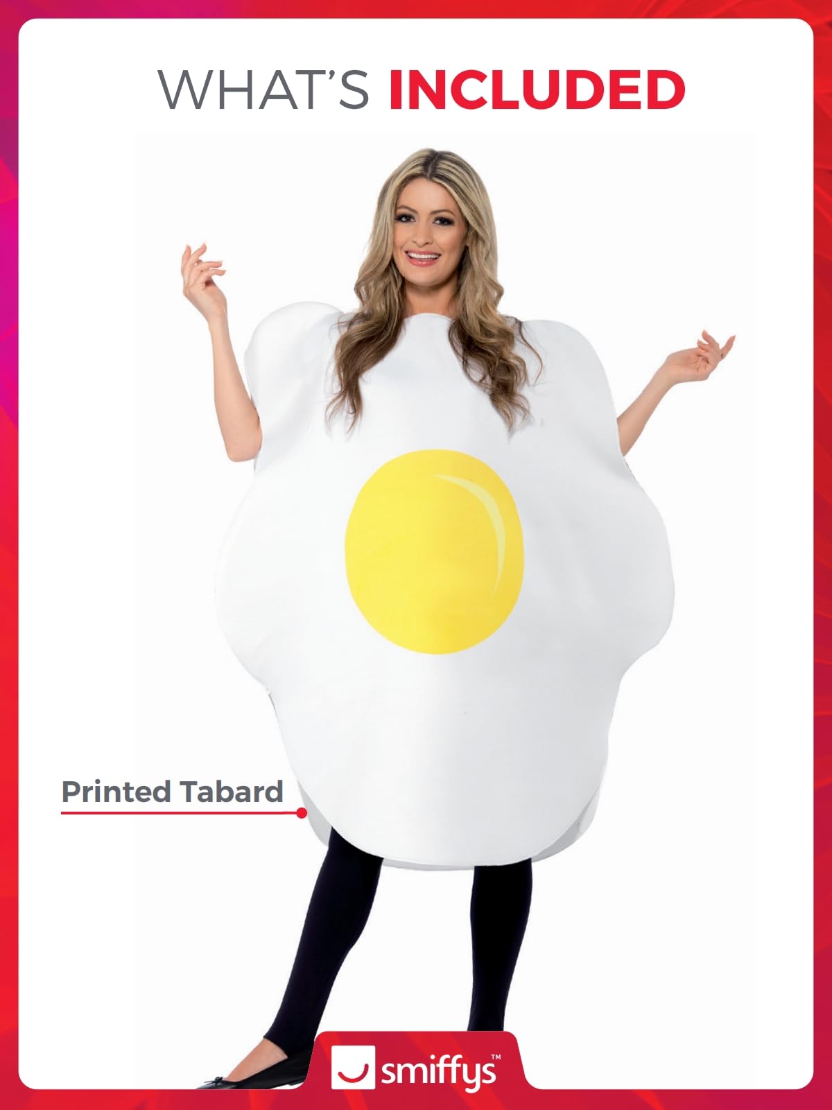 Smiffys Egg Costume - Adult Unisex Funny Fancy Dress with Printed Tabard