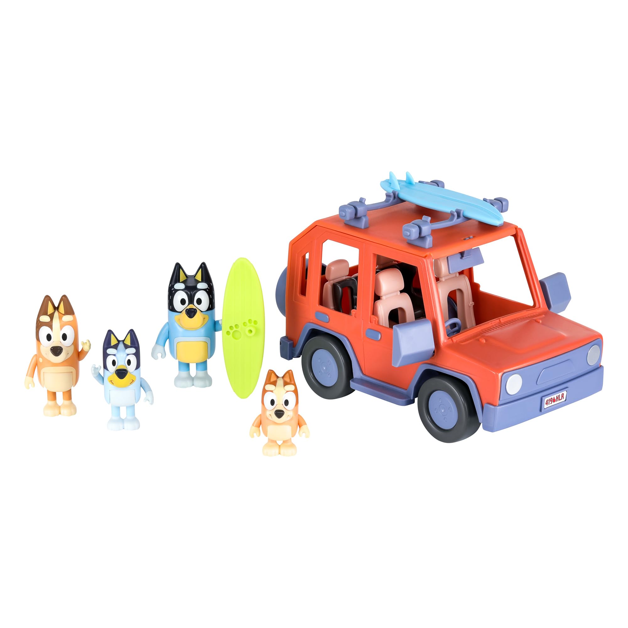 Bluey Heeler Family 4WD Vehicle Playset with 4 Figures, Surfboards & Stickers - Amazon Exclusive