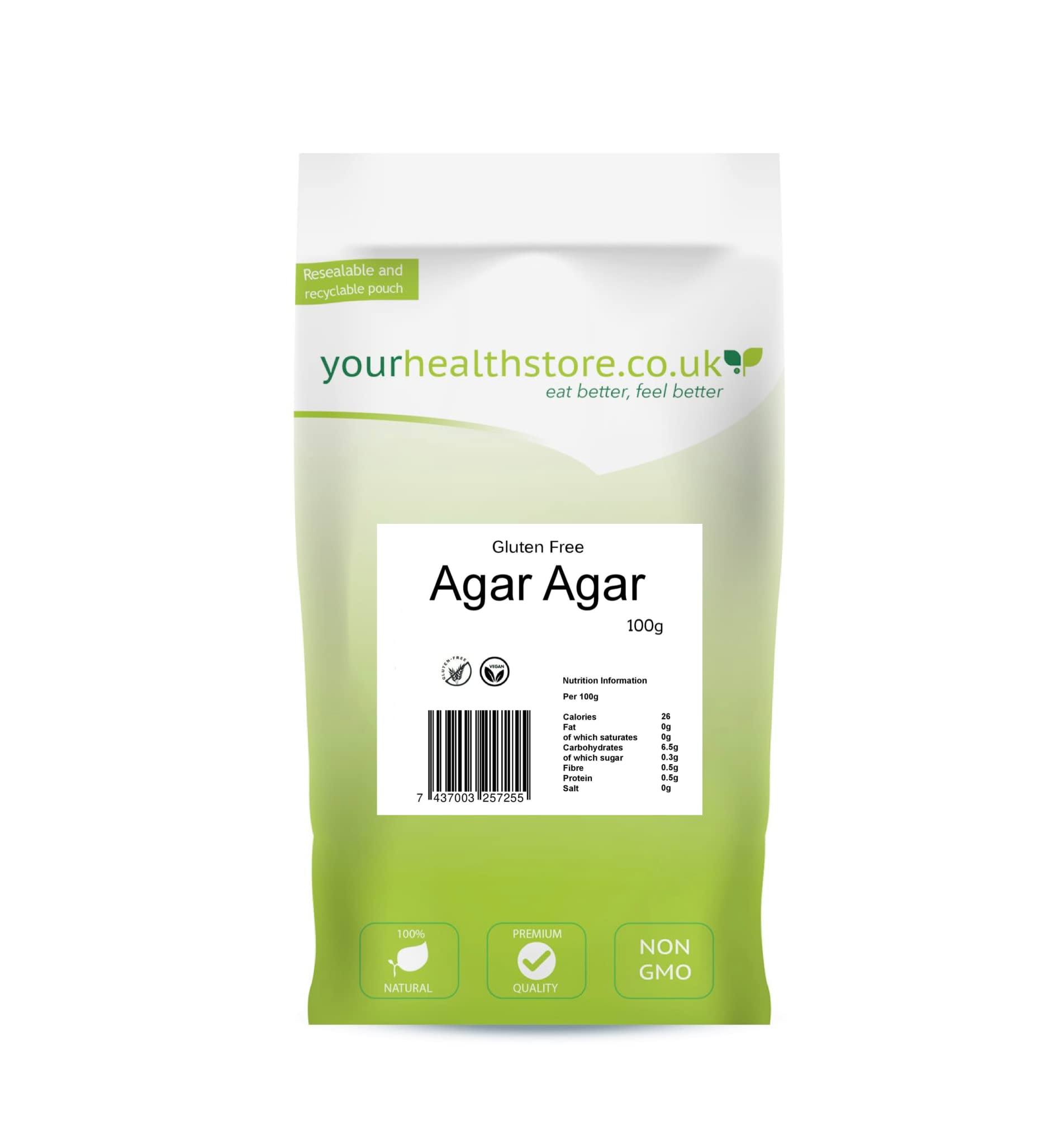 Agar Agar 100g, 900 Strength Powder - Vegan Gelatine Alternative, Gluten Free