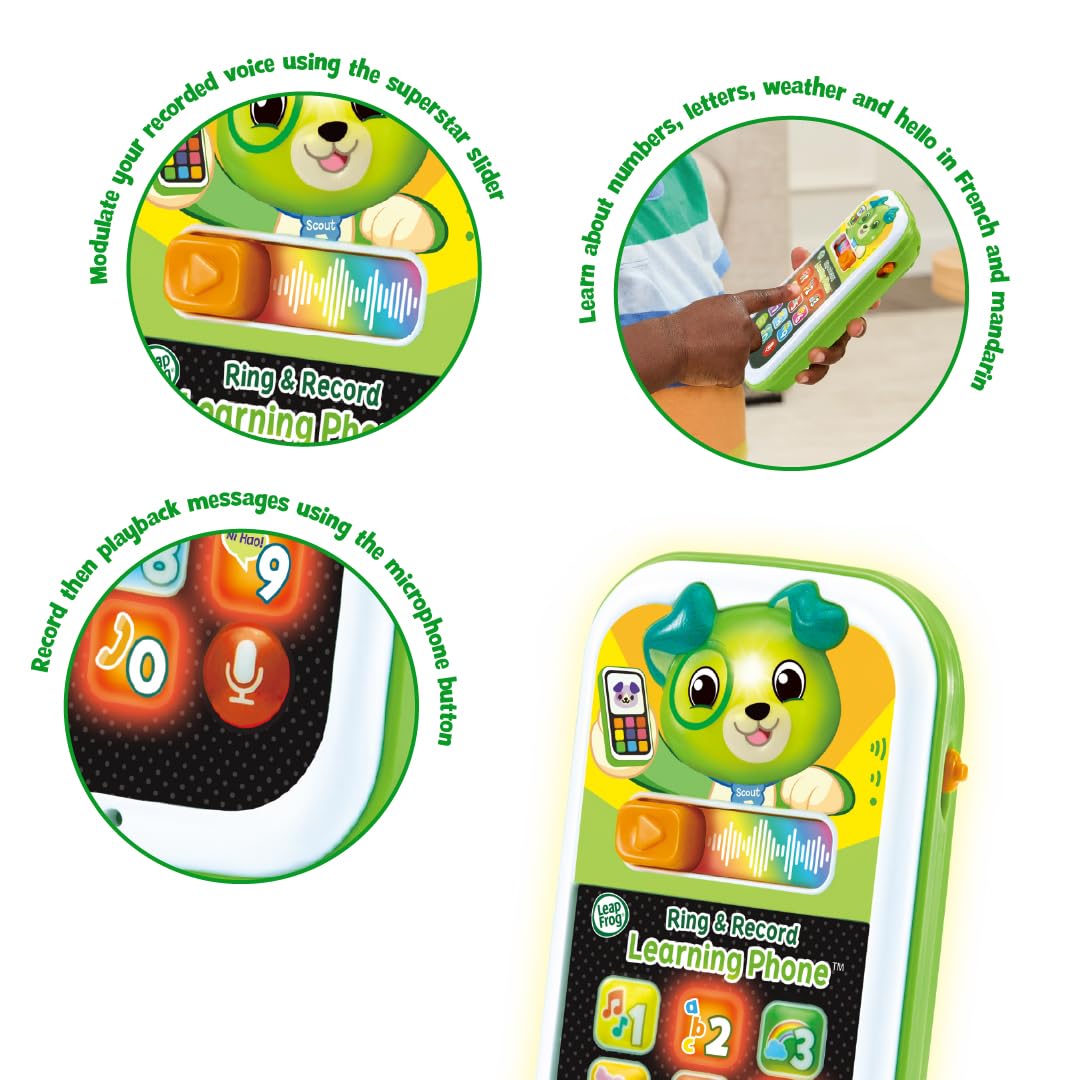 LeapFrog Scout's Ring & Record Learning Phone - Interactive Educational Toy for Toddlers 6m+