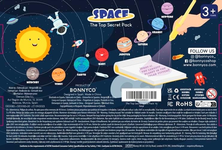 BONNYCO Invisible Ink Pen and Notebook Set - 16 Pack Space Party Bag Fillers with UV Light