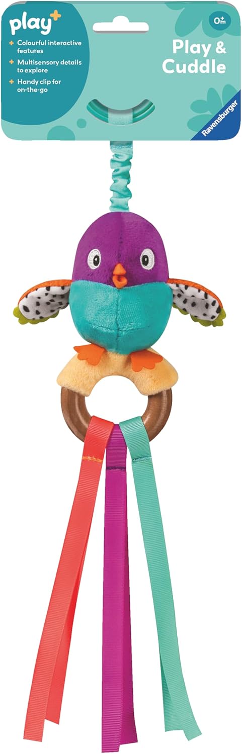 Ravensburger Play+ Cuddle & Play Bird - Soft Plush Sensory Toy for Newborns 0 Months+