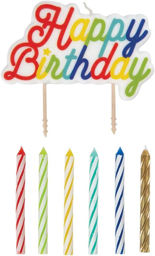 Unique Party 19979 Large Happy Birthday Pick & Spiral Candles - Pack of 12