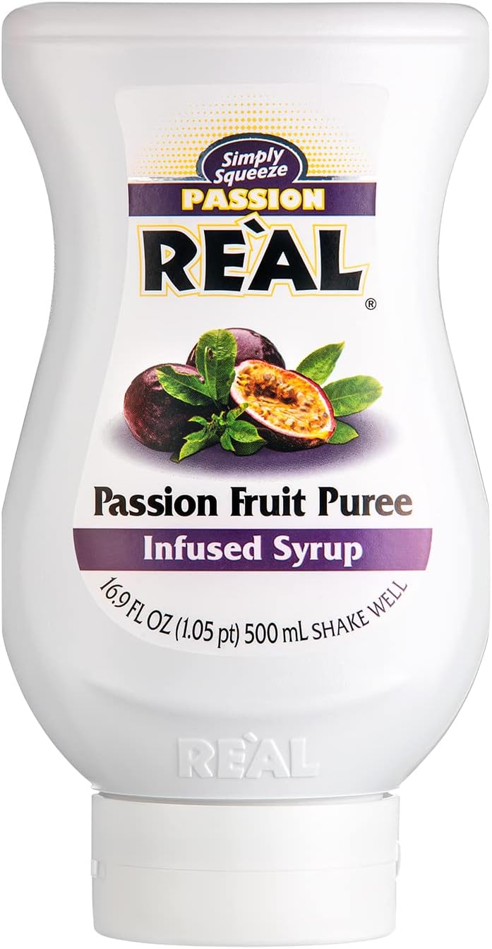 RE"AL Syrups Passion Fruit Puree Infused Fruit Syrup for Cocktails, Cooking & Baking