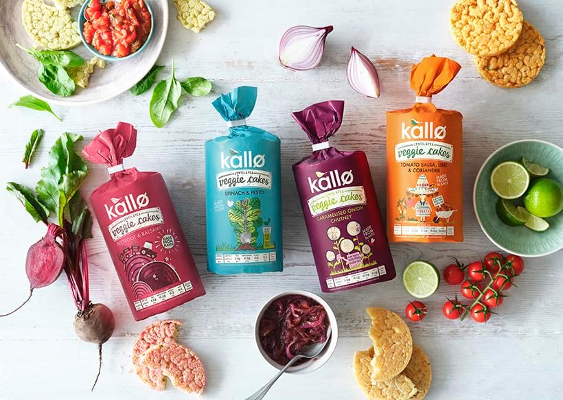 Kallo Beetroot & Balsamic Veggie Cakes, Lentil & Pea Puffed Crackers – 122g