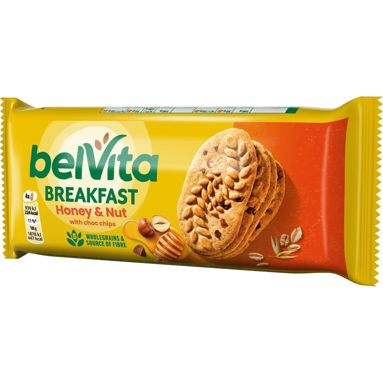 Belvita Breakfast Biscuits Honey and Nuts, 50g - Crunchy Wholegrain Biscuits with Honey, Nuts & Chocolate Chips