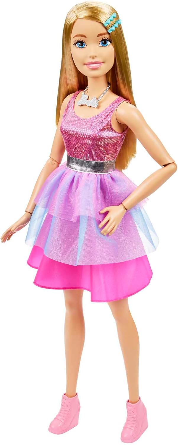 Barbie - Large 28-Inch Blonde Doll with Shimmery Pink Dress and Accessories