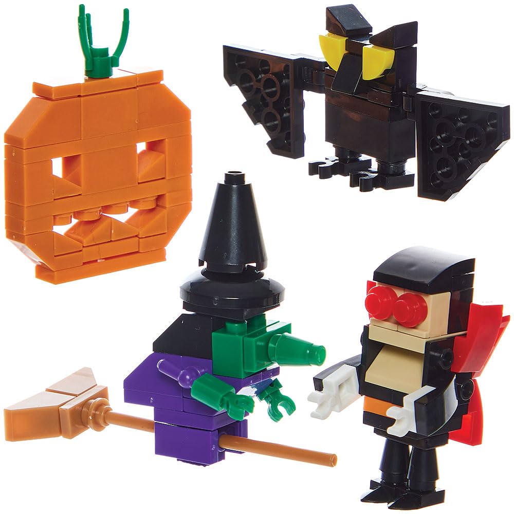 Baker Ross FN657 Halloween Building Brick Kits - 4 Spooky Character Sets for Kids Age 6+