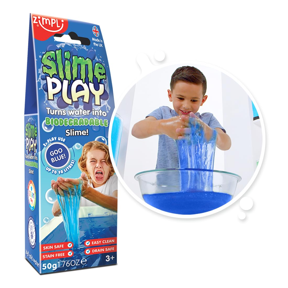 ZIMPLI Slime Play Blue - DIY Slime Kit for Kids, Reusable Sensory Activity Toy