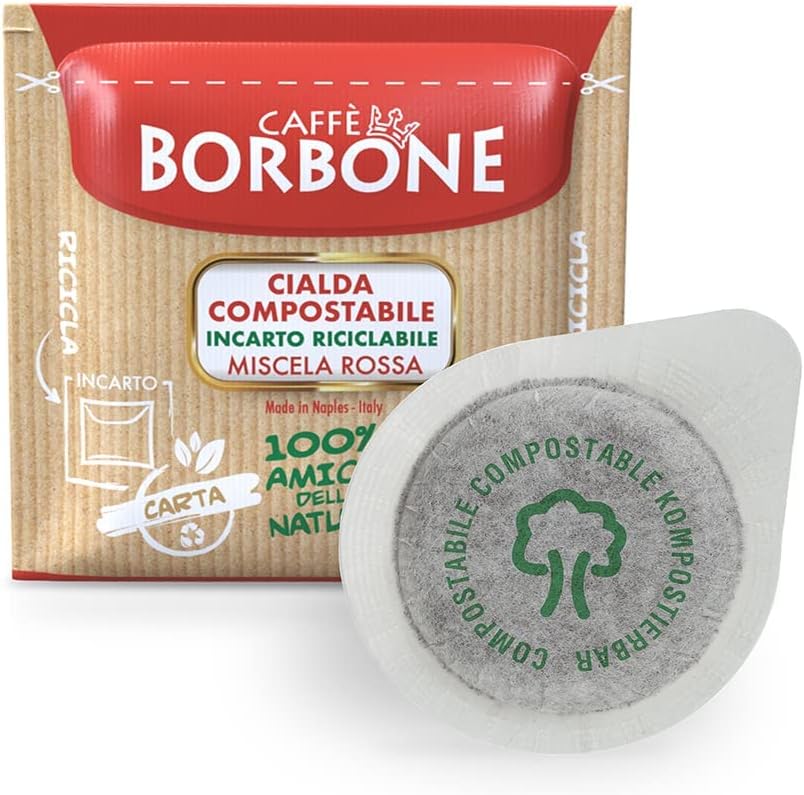 CAFFÈ BORBONE Red Blend Compostable Coffee Pods - 100 Pack - ESE 44mm Compatible