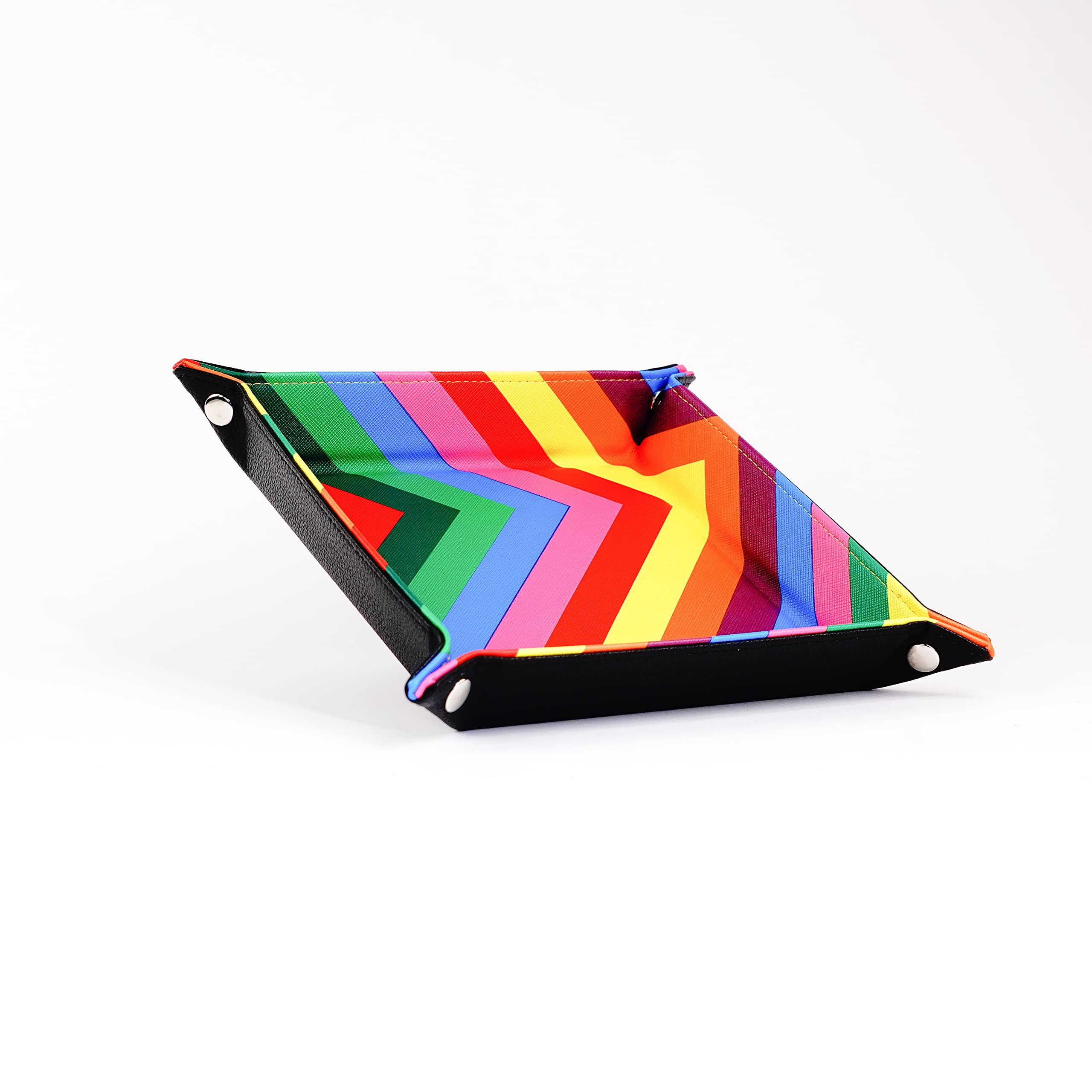 Metallic Dice Games FanRoll Fold Up Dice Tray with PU Leather Backing - Metallic