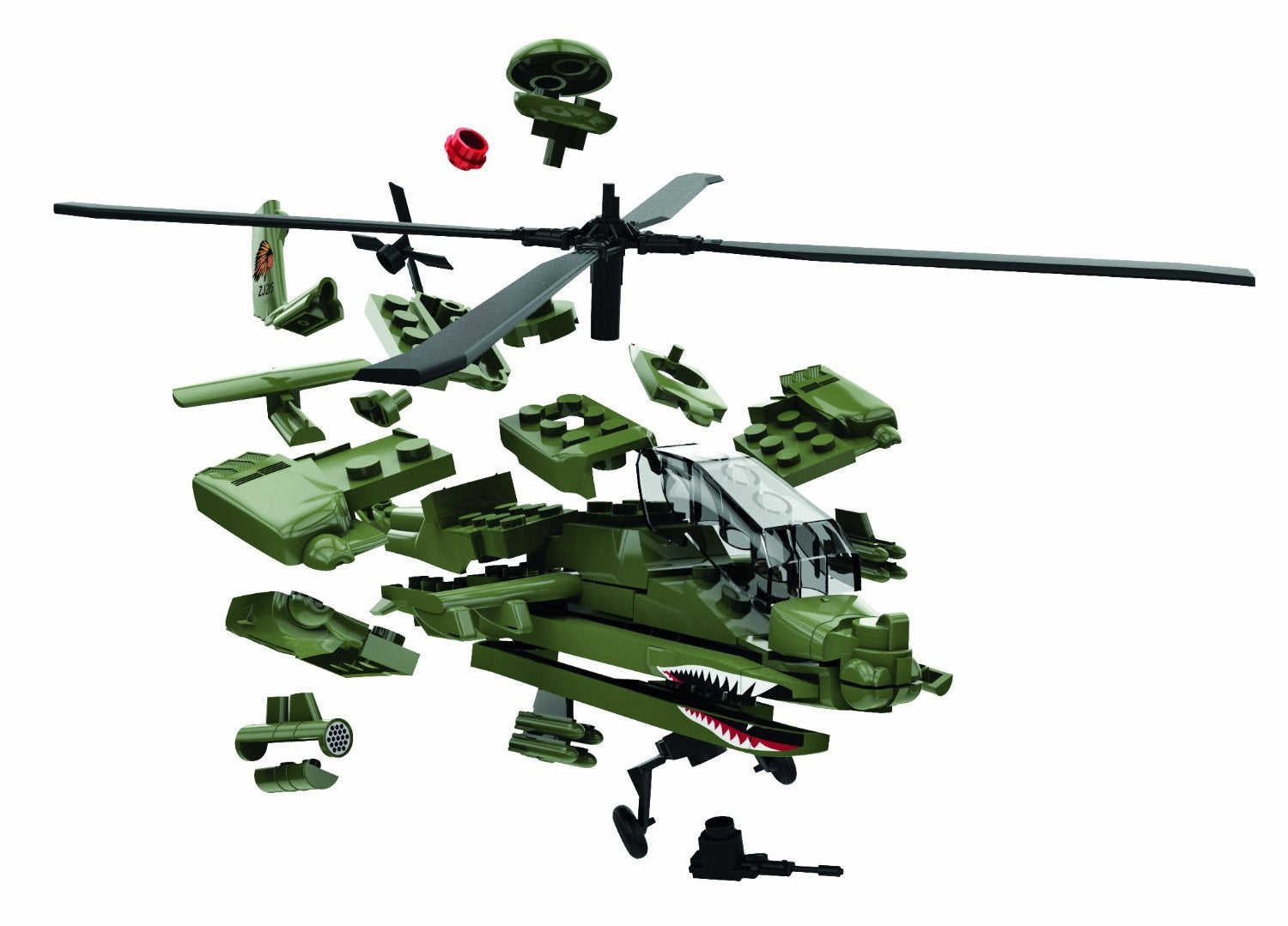 Airfix QUICKBUILD Apache Model Helicopter Kit - J6004, 40-Piece Snap-Fit Aircraft Model for Kids 8+