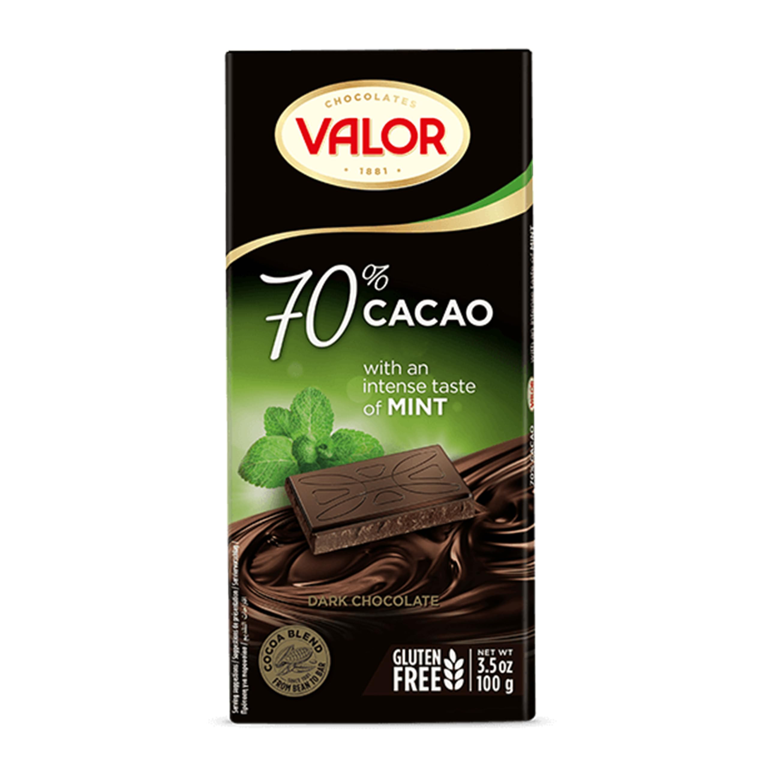 Valor - Dark Chocolate Bar 70% Cocoa with Mint (100g)