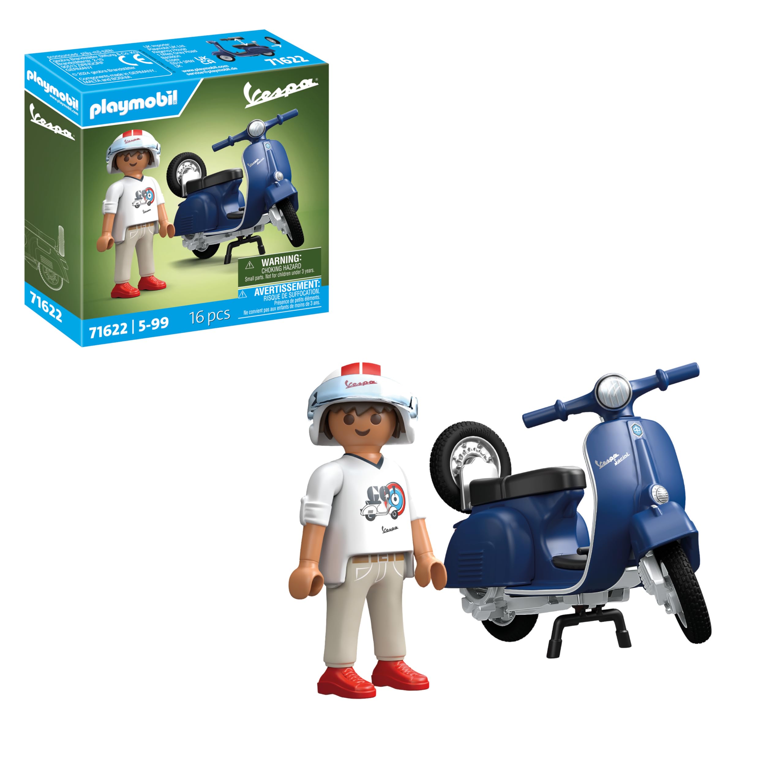 Playmobil 71622 Cars: 1969 Vespa 150 Sprint Veloce Blue - Vehicle Playset for Ages 5+