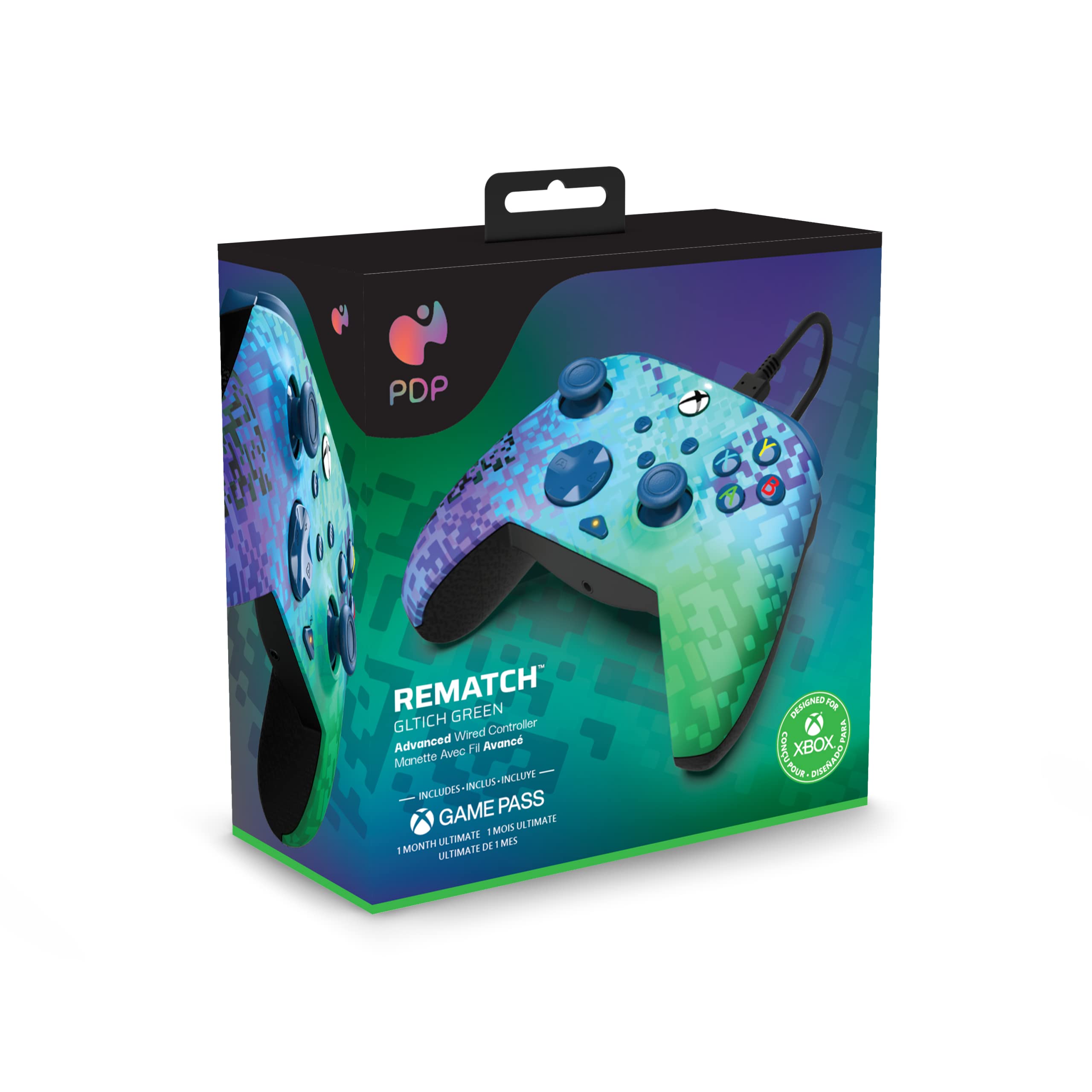 PDP REMATCH Advanced Wired Controller - Glitch Green for Xbox Series X|S, Xbox One