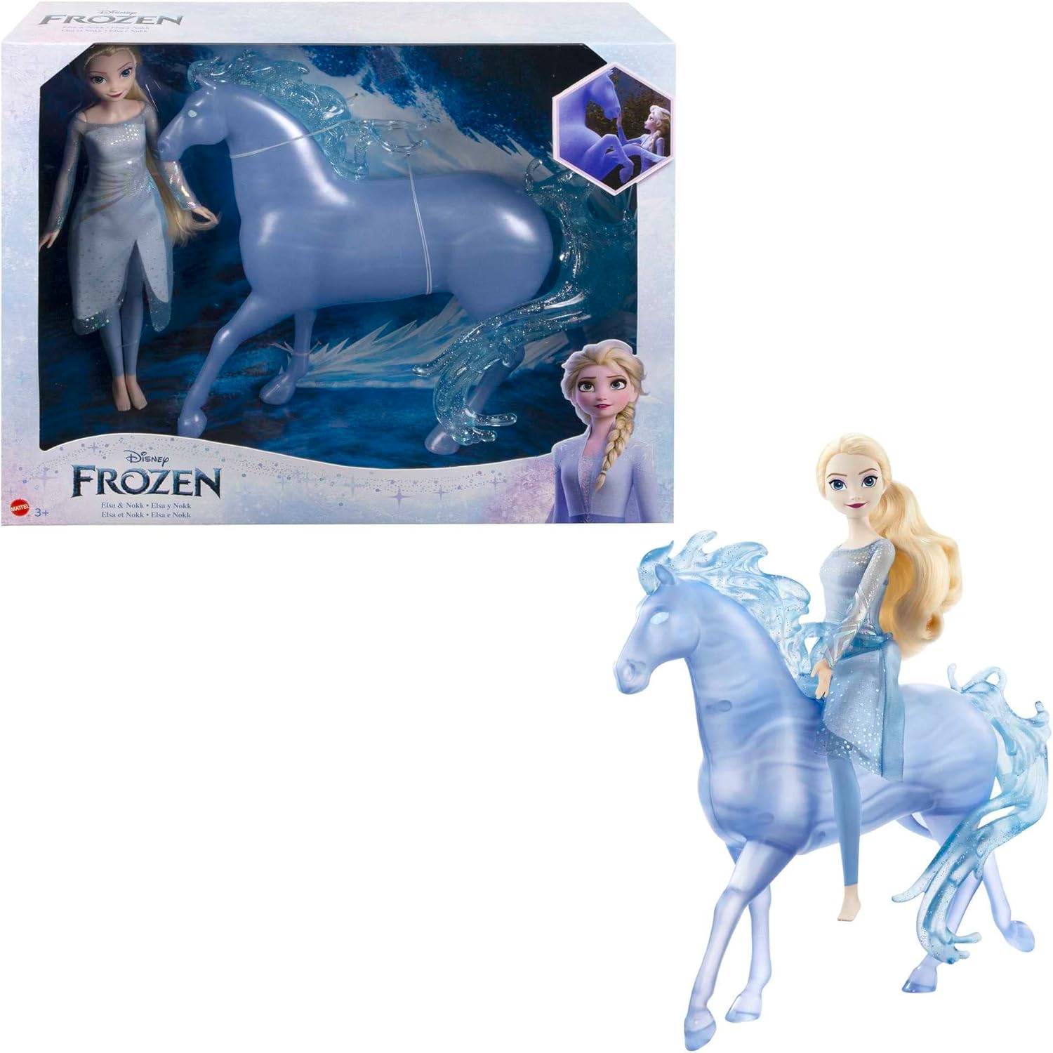 Disney Frozen 2 Elsa Fashion Doll with Water Nokk Figure - Posable Doll & Mythical Horse Playset for Kids