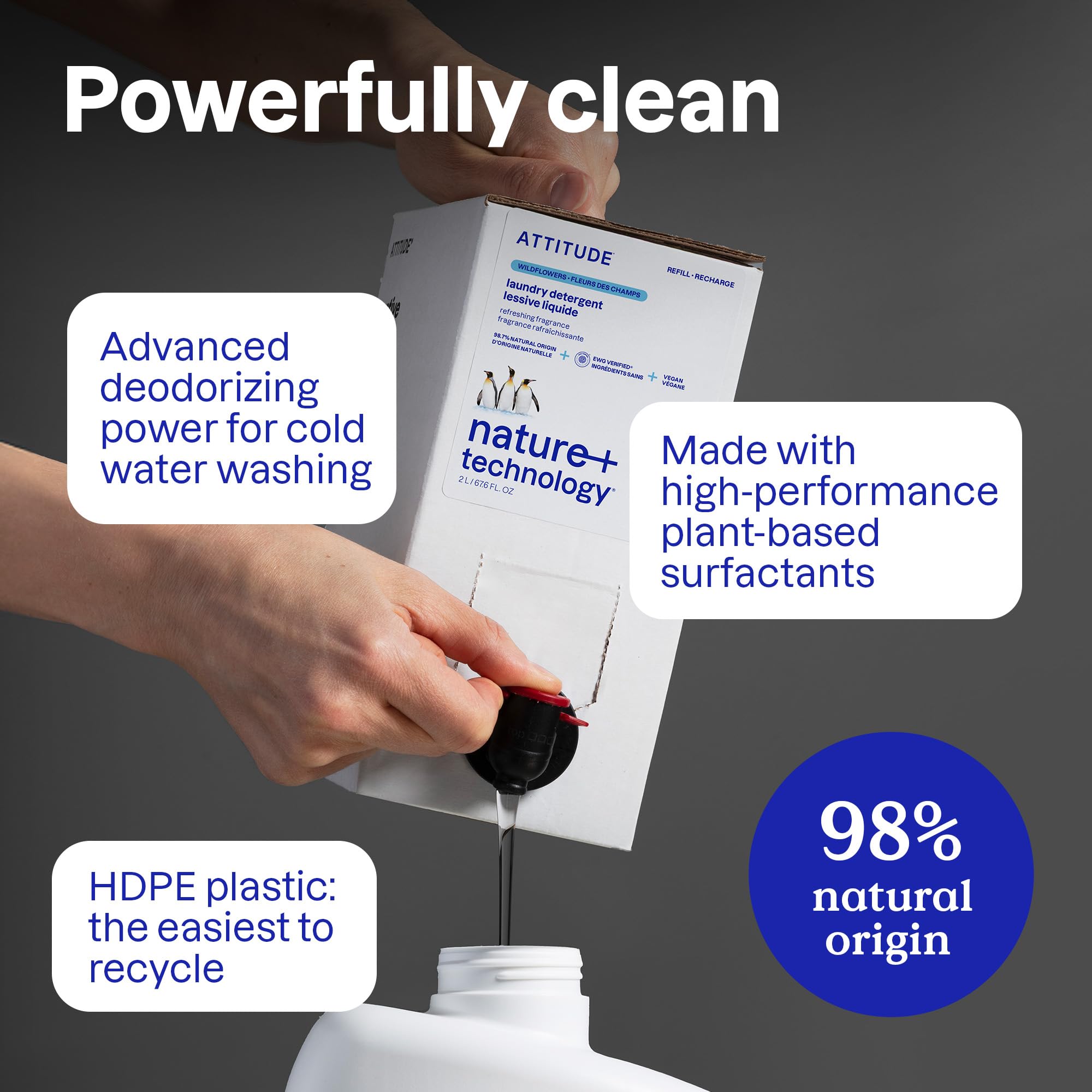 ATTITUDE - Wildflowers Liquid Laundry Detergent, EWG Verified, HE Compatible, Plant-Based