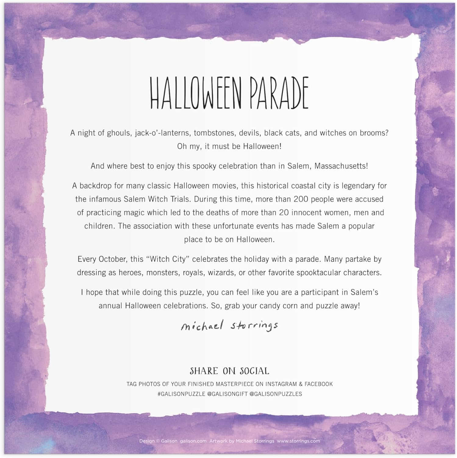 Galison Michael Storrings Halloween Parade 500 Piece Puzzle - Family Jigsaw for Ages 13+