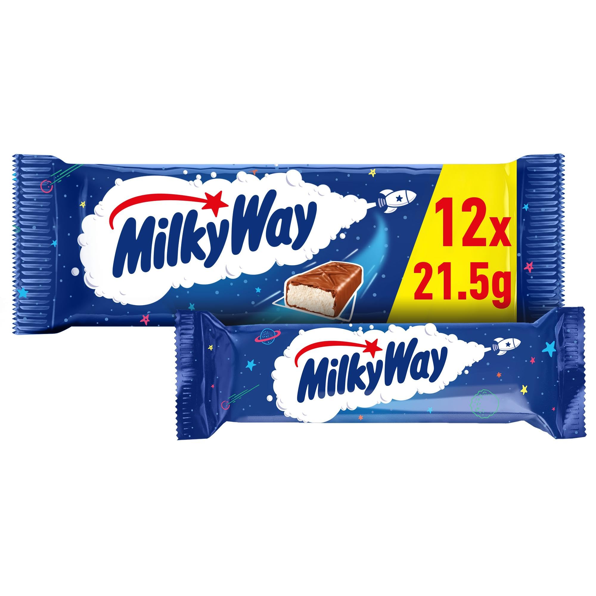 Milky Way Chocolate Bar - 14 Pack, 21.5g Each, Milk Chocolate with Nougat Centre