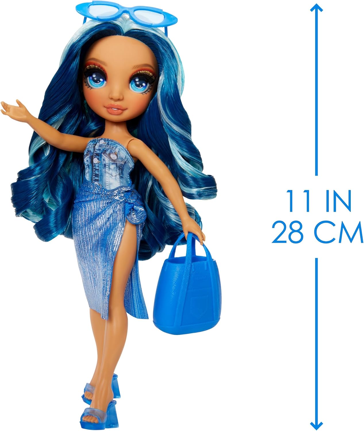 Rainbow High Swim & Style - Skyler (Blue) - 28 cm Doll with Shimmery Wrap