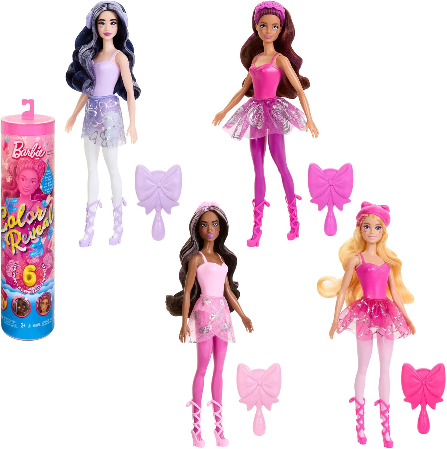 Barbie Color Reveal Doll & Accessories - Ballerina Series with 6 Surprises, Ages 3+