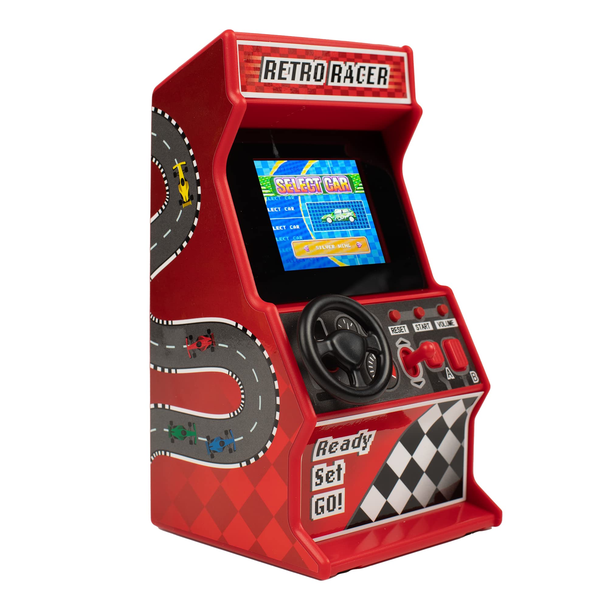 Mini Arcade Racing Machine - Handheld Console with 30 Built-in 8-Bit Games