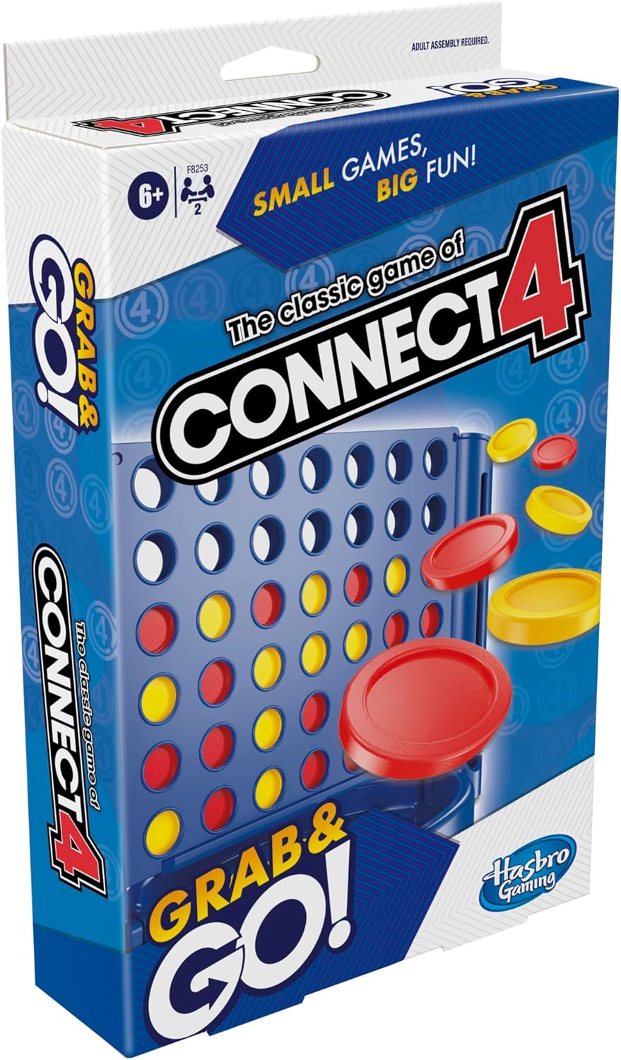 Hasbro Gaming Connect 4 Grab and Go Game, Portable Travel Board Game for 2 Players