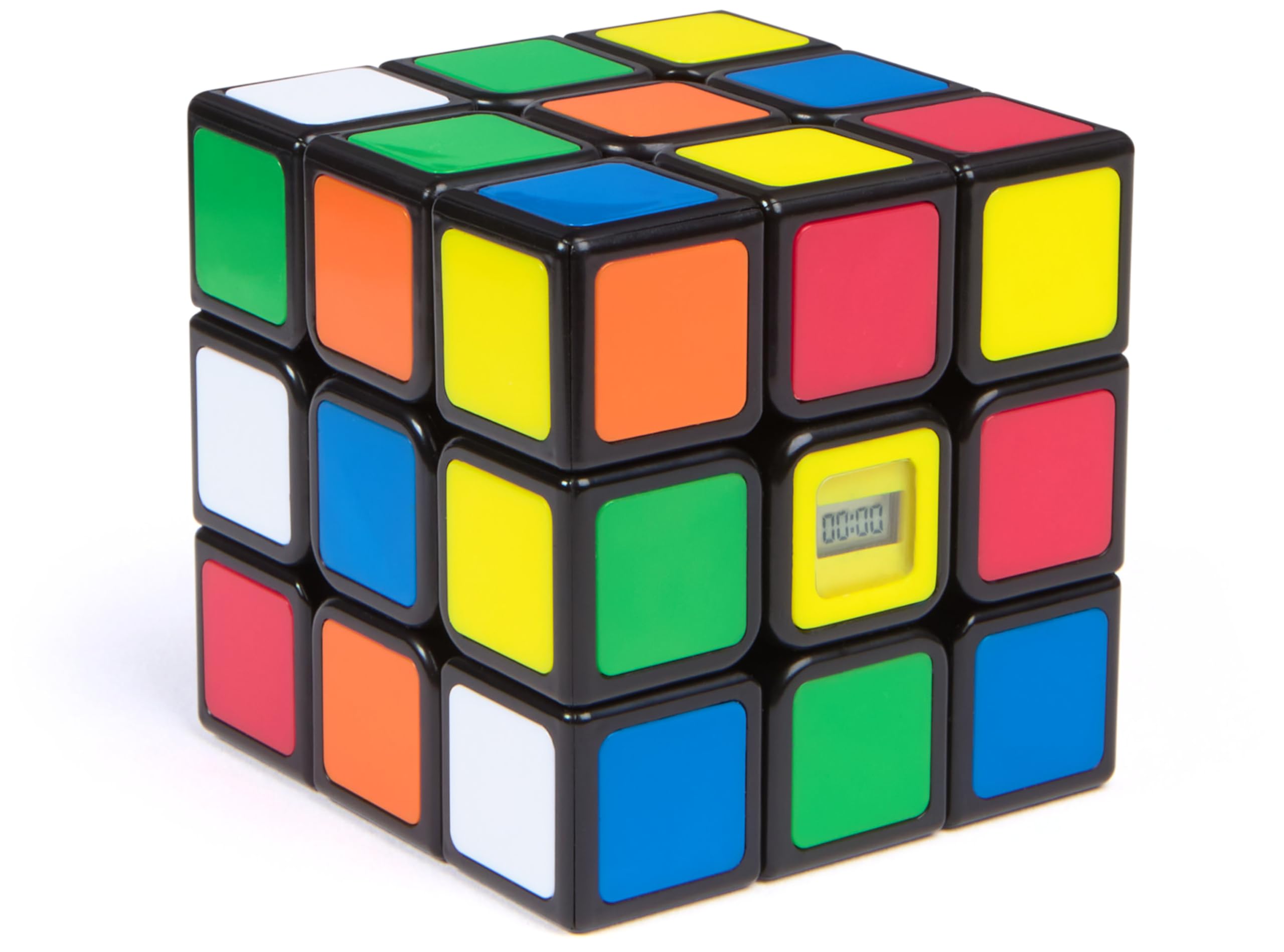 Rubik’s Timer Cube 3x3 - Built-in Timer Brain Teaser Puzzle for Speed Solving