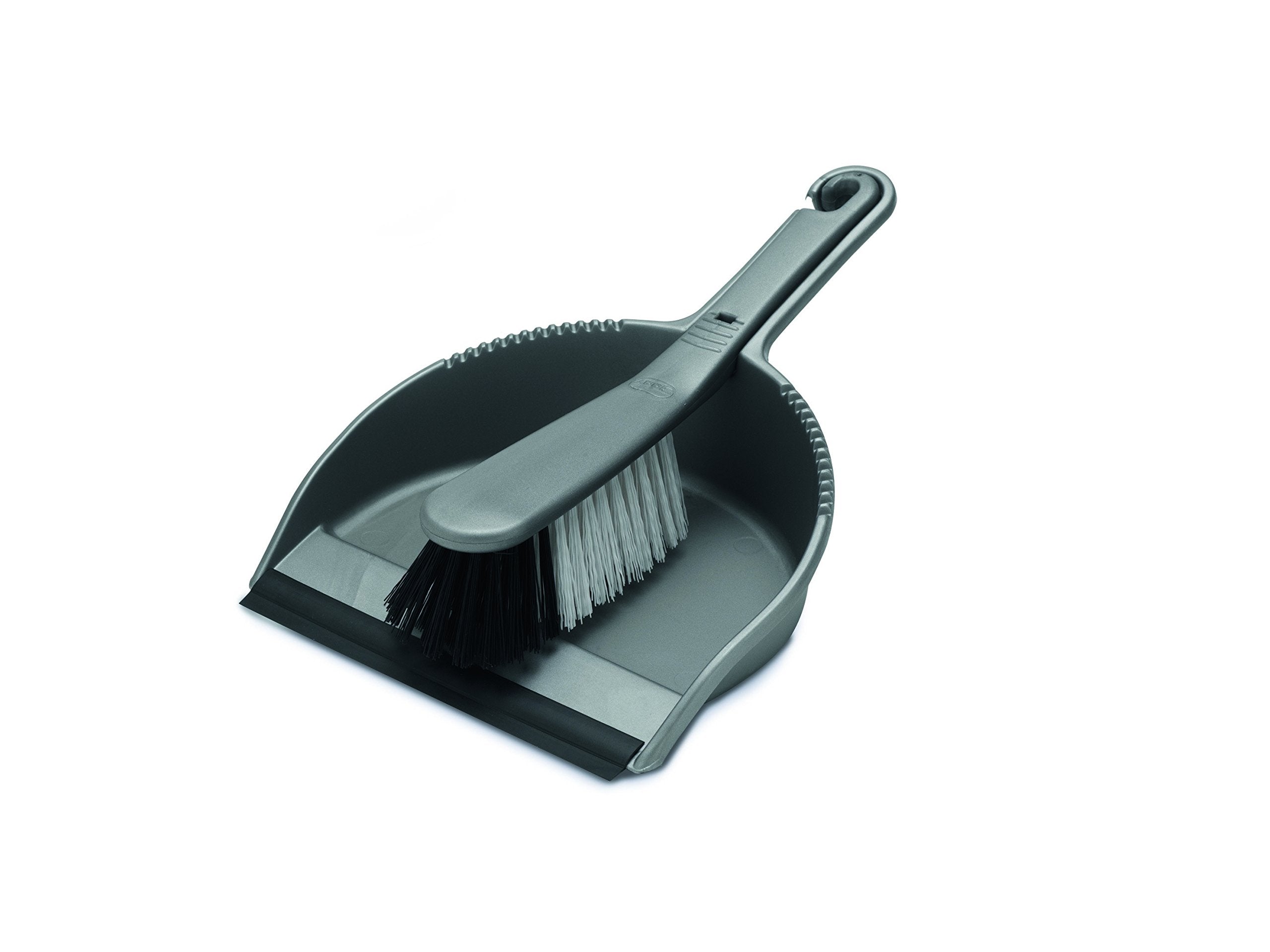 Addis Everyday Stiff Dustpan & Brush Set - Metallic Silver, Heavy-Duty Cleaning Tools for Home, One Size