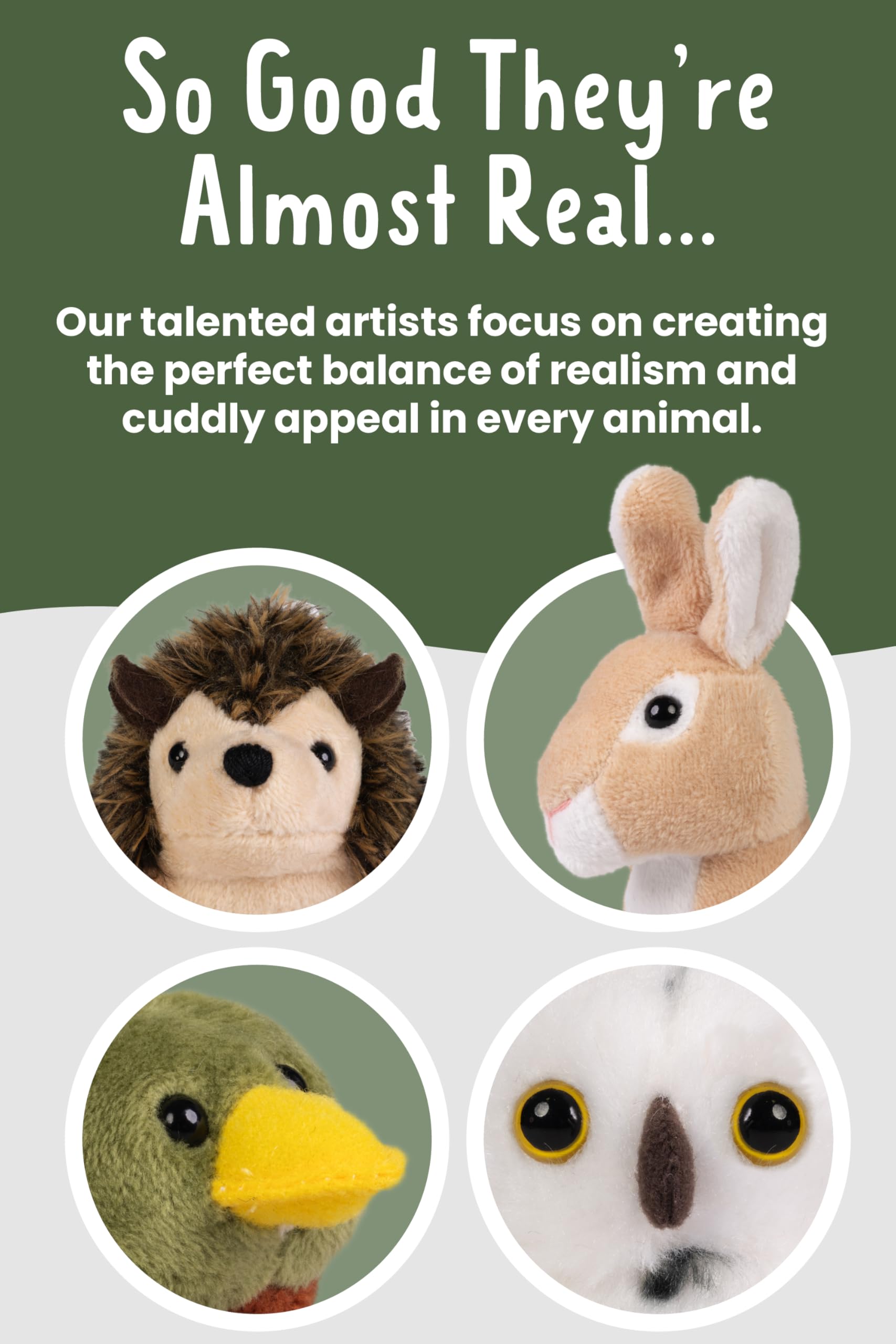 Living Nature Wildlife Buddies - 6 x Realistic Mini Woodland Plush Toys for Kids & Collectors