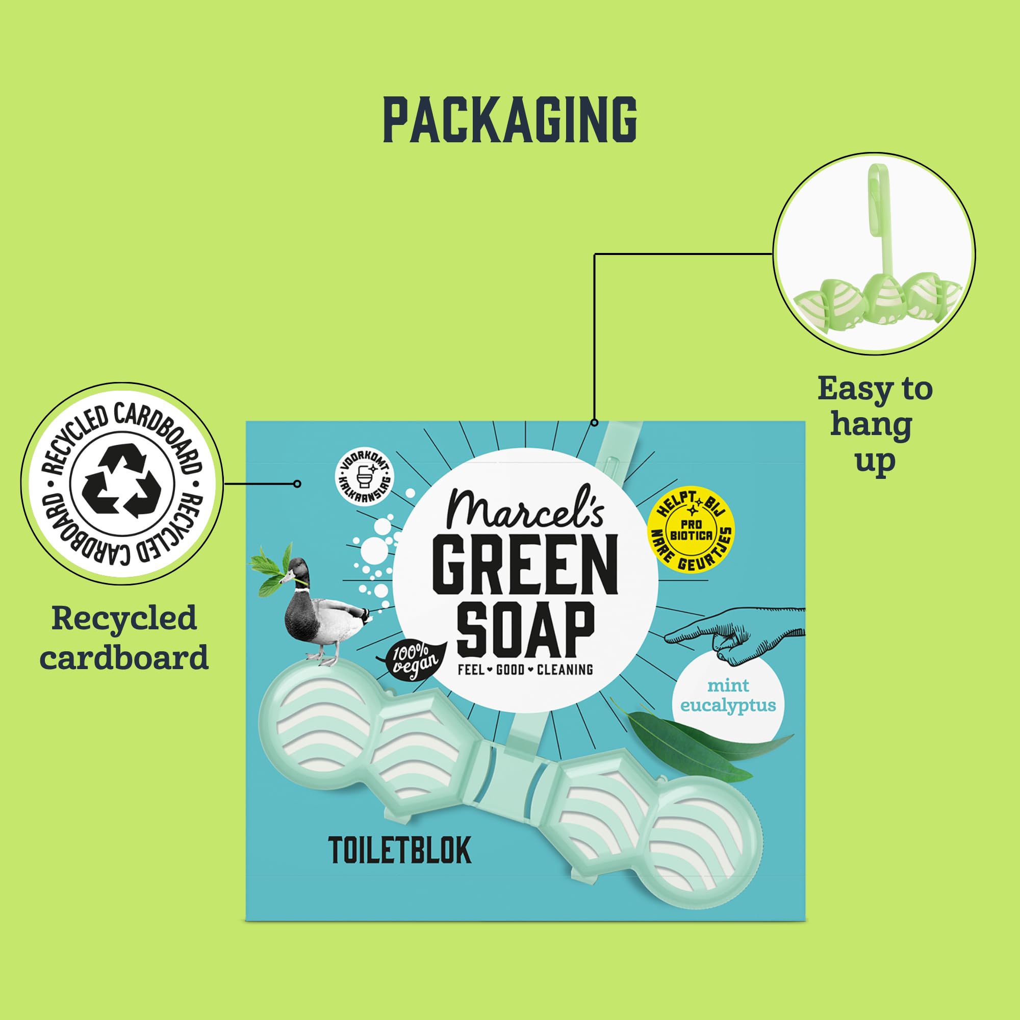 Marcel's Green Soap - Mint & Eucalyptus Toilet Rim Block