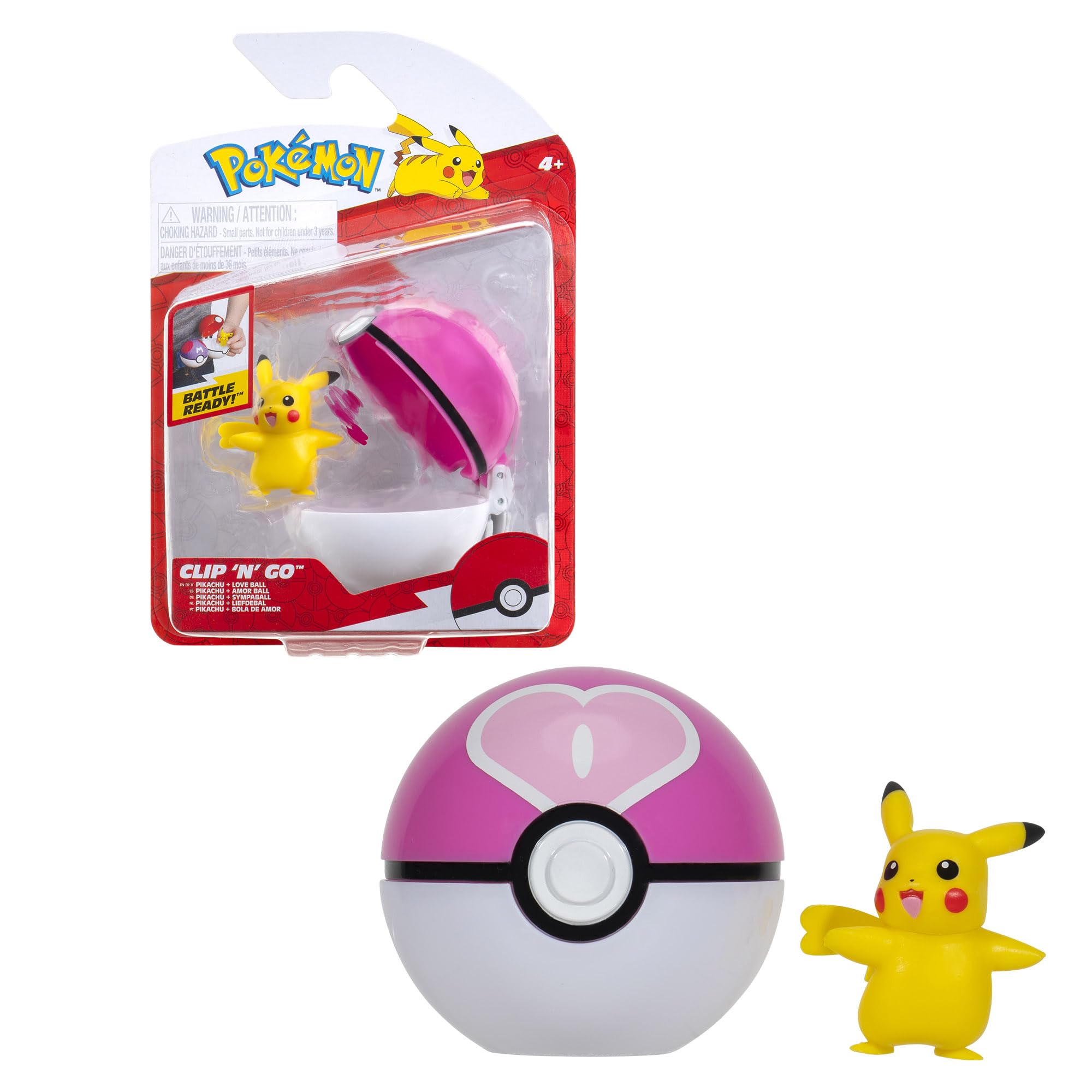 Pokémon Pikachu Clip ‘N’ Go with Love Ball and 2-Inch Battle Figure