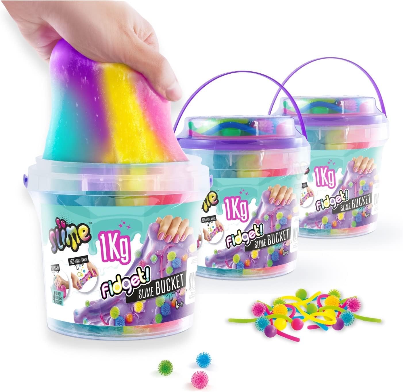So Slime 1KG Fidget Slime Bucket - Colourful Sensory Slime with Fidget Toys & Storage Container for Kids 6+